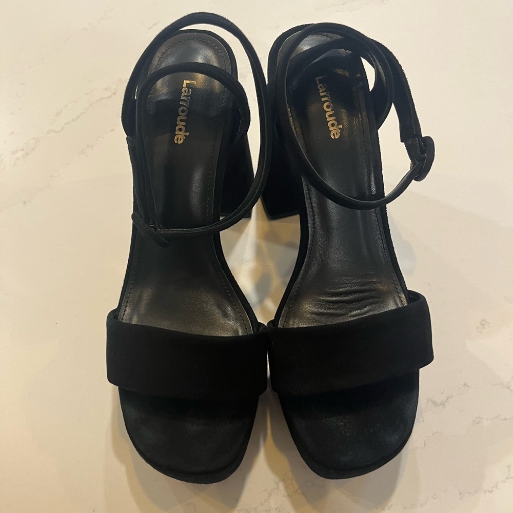 Larroude Black Suede Heels